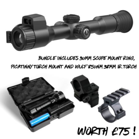 HIKMICRO Alpex 4K LITE LRF A40EL Digital Day and Night Vision Rifle Scope with Scope Mount, Torch Mount and WULF IR Torch Bundle