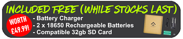 Free Battery Charger / 18650 Batteries / 32gb SD Card